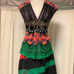 DESIGUAL Faux Wrap Skirt S Sky Top XS